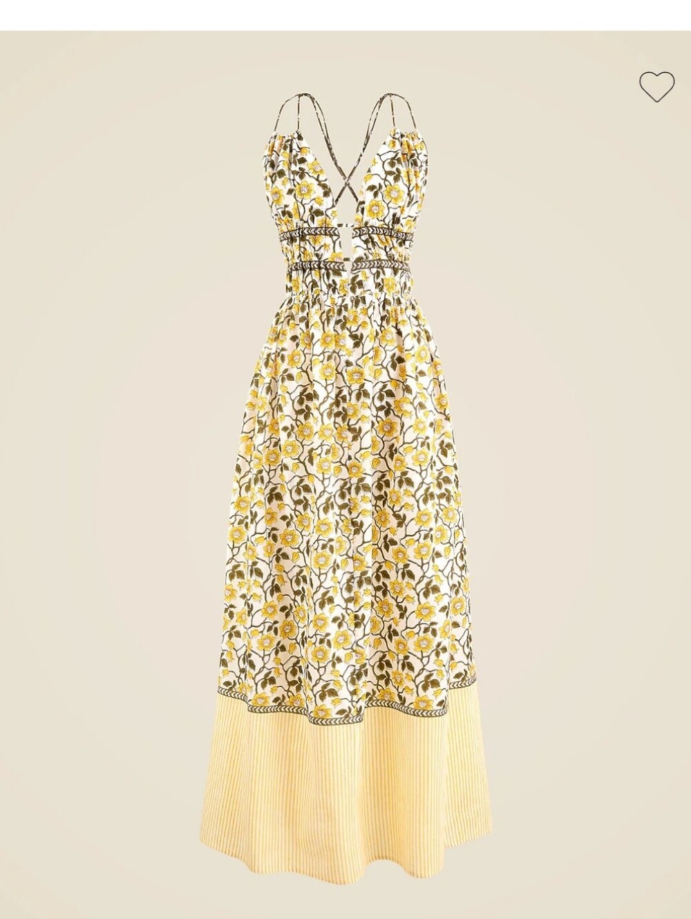 J. Crew Cotton voile plunge maxi dress in daffodil daze block print Large
